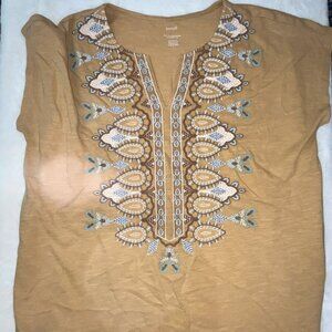 J.Jill Embroidered Top - Mustard